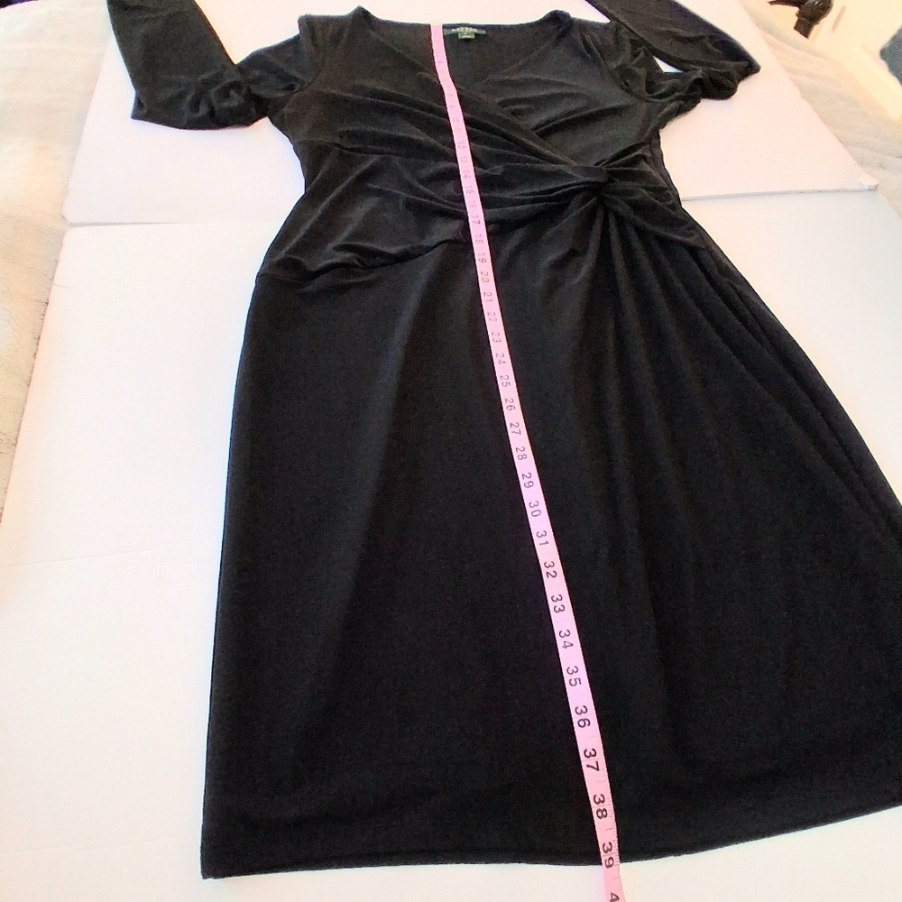 Lauren Ralph Lauren Stretch Jersey Dress Women's Plus Sz 16 Black Cocktail - Picture 10 of 11